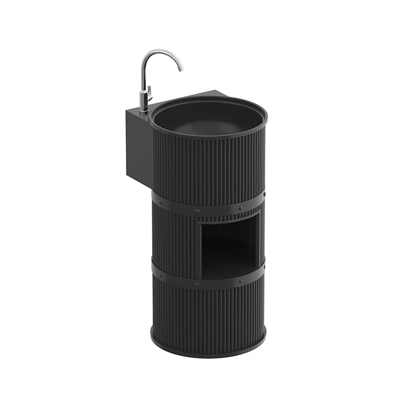 

Retro creative round balcony floor column bathroom washbasin wrought iron hand washbasin