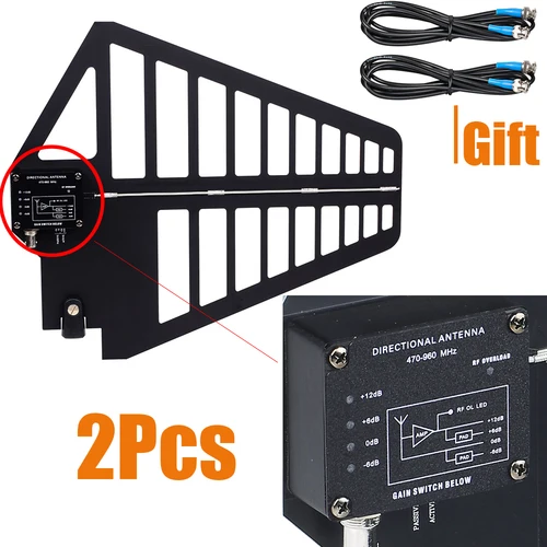Imagen 2 del producto Betagear-Antena activa de 2 piezas, UA8800, 9-12V, entrada direccional, 470-950Mhz, Cable BNC para micrófonos inalámbricos, 300 metros