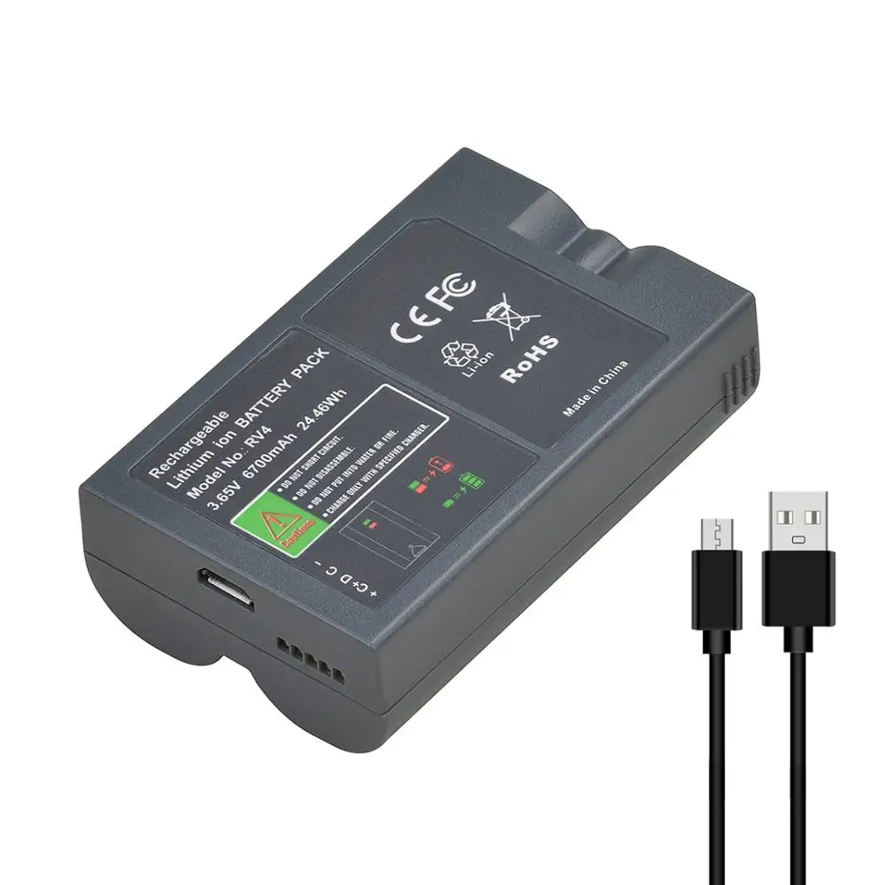 2Pcs 6700mAh Built-in USB RV4 Battery + Charger for Ring Video Doorbell 2, Spotlight Cam, Stick Up Camera and Door View Cam view 3