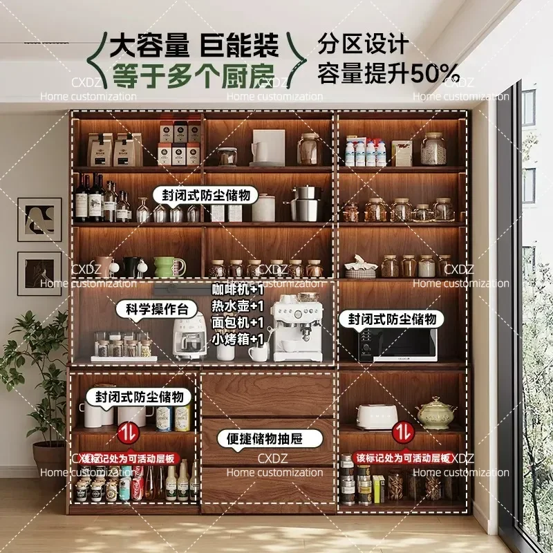 All Solid Wood Oak Dining Side Cabinet Antique Style Wine Storage Glass Cupboard Household Entryway Console Table Furniture