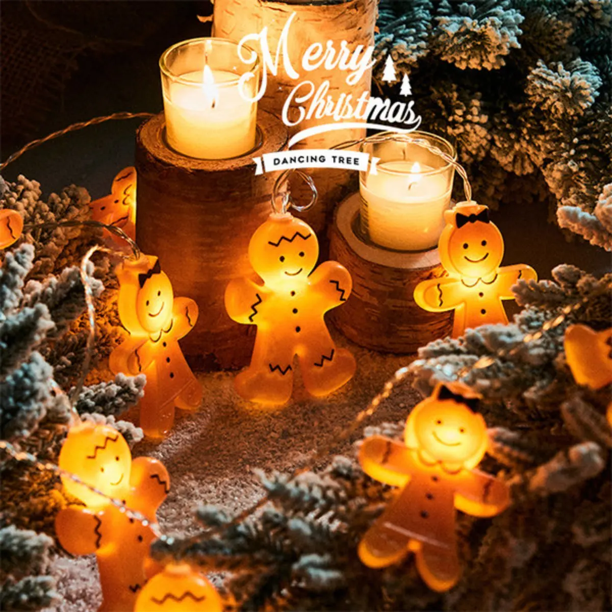 1pc 10/20 LED Ginger Bread Christmas LED String Lights Battery Powered Cute Men Women Ginger Bread Fairy Lamp For Bedroom Decor