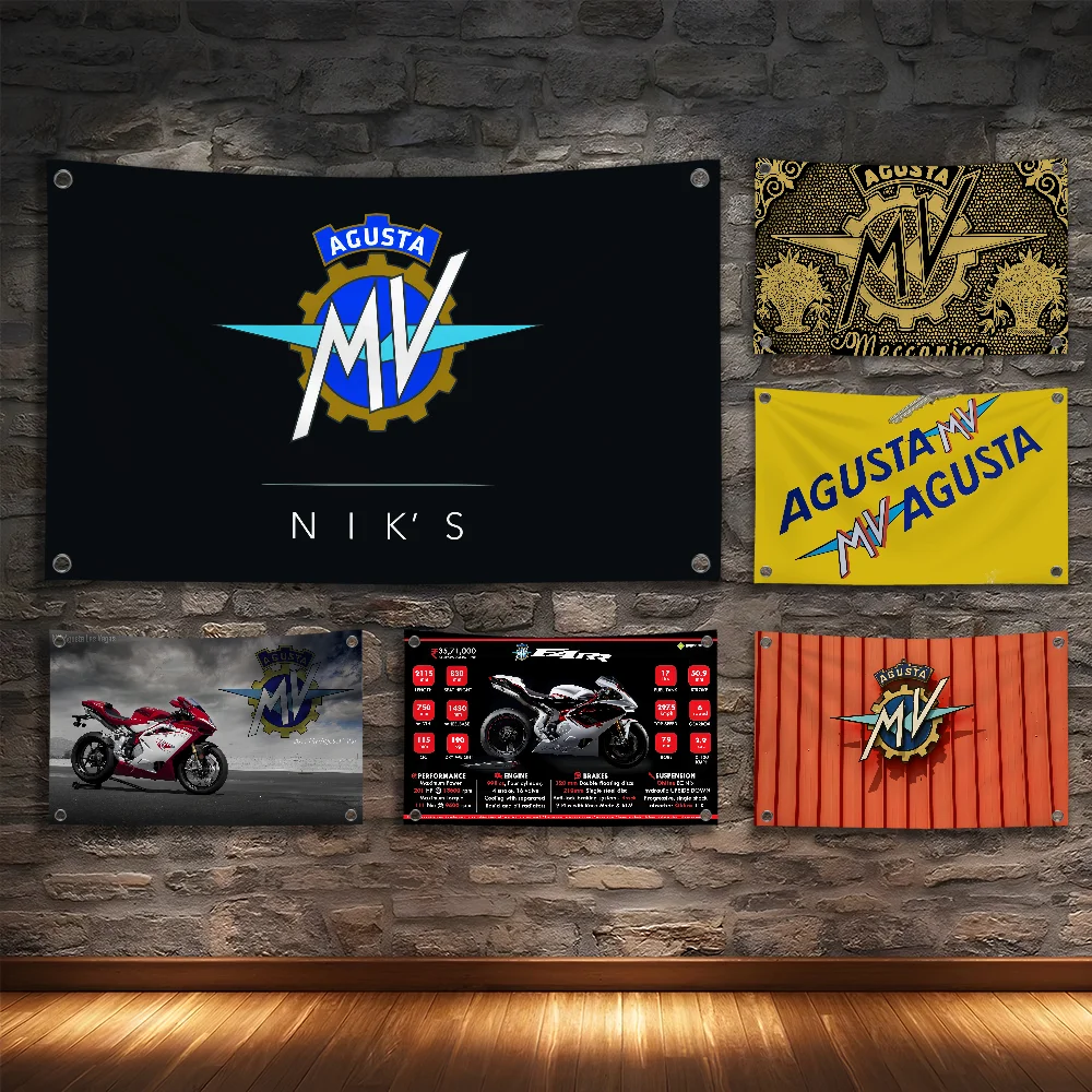 

3X5 FT A-AgustaS-moto Flag Room Bedroom Home&Outdoor Wall Hanging Concert Printed Background Decoration Art Banner