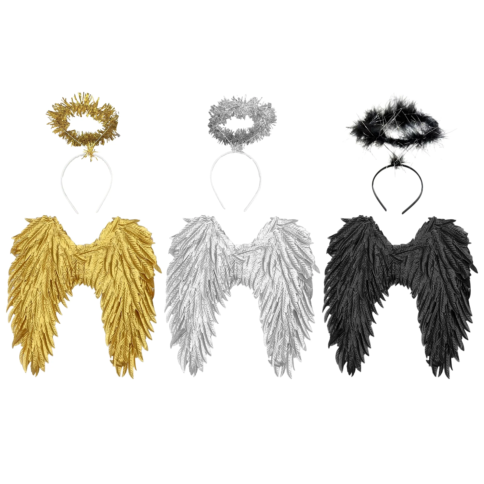Accesorio de alas de Ángel del diablo para mujer y hombre, correa ajustable de plumas, diadema cómoda, accesorio para sesión de fotos de fiesta de Navidad y Halloween, Unisex