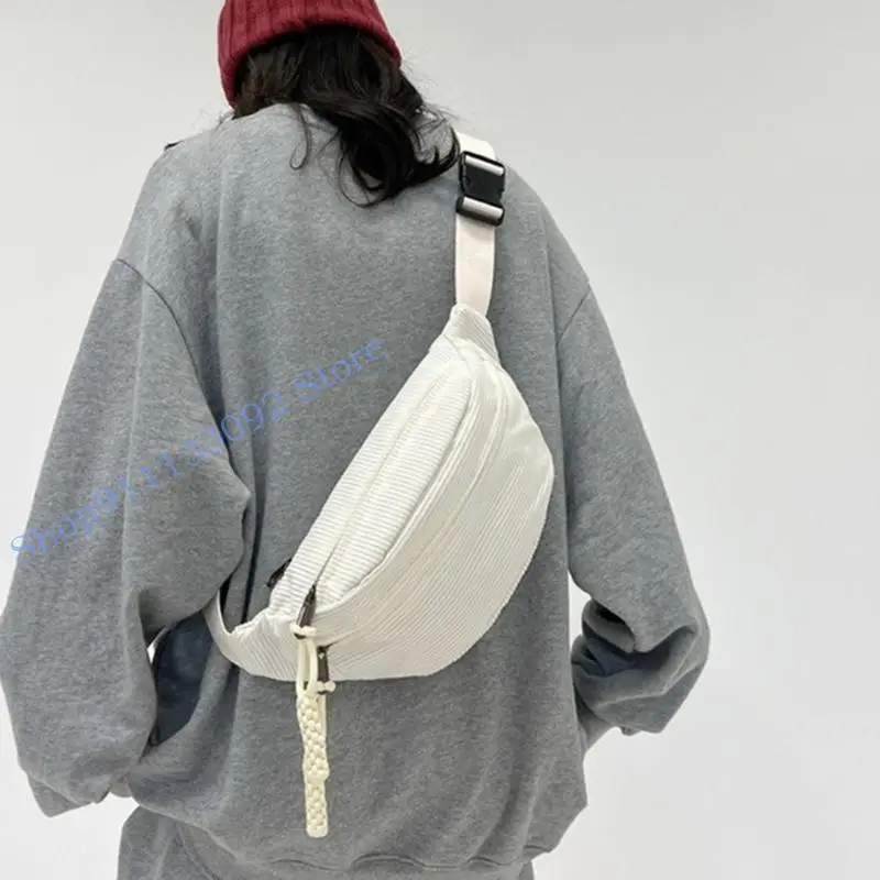 

H9ED Fashionable Corduroy Waist Bag for Women Stylish and Convenient Fanny Pack Chest Bags for Casual Outings