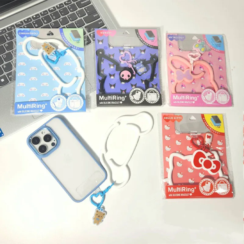 Kawaii Kuromi Hello Kitty My Melody Silicone Mobile Phone Lanyard Anime Sanrio Girl's Heart Cute Mobile Phone Case Pendant