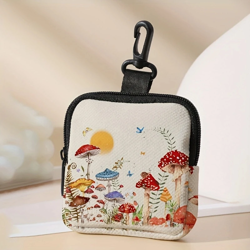 Ideal choice for mushroom 1pc，patterned large capacity coin wallets, digital printed coin wallets, storage bags, and gifts