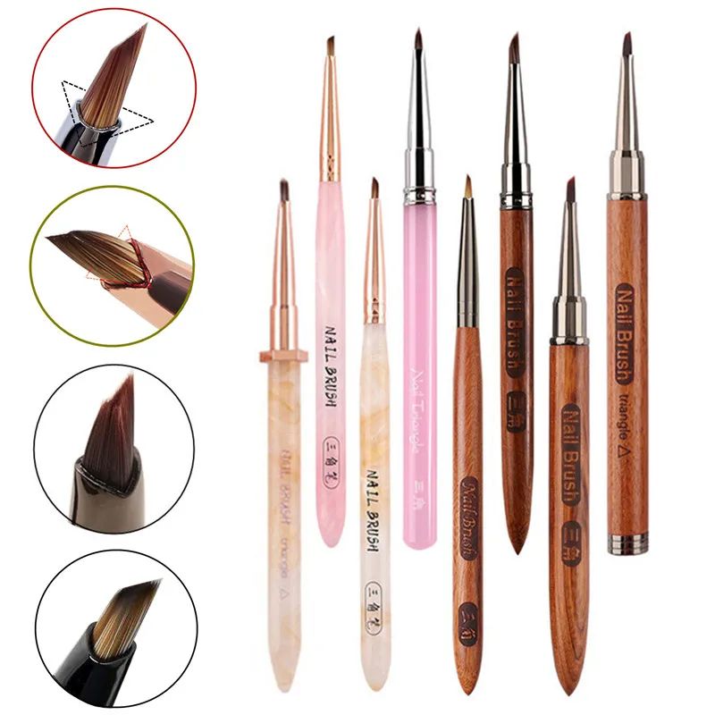 8Style Triangular Petal Nail Brush Acrylic Nail Art Liner Brush Stripes Grid Flower Painting Drawing PenManicure Tools