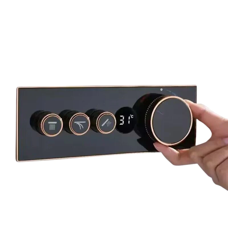 

Tempered Glass Escutcheon Concealed Bath Shower Faucet Mixer With 3 Way Diverter For Bathroom