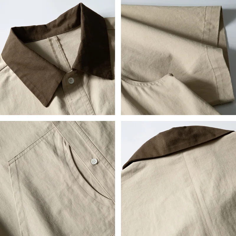 ملابس الشارع اليابانية للرجال AMEKAJI موضة القطن الخالص فضفاضة عادية كم قصير قميص البضائع رجل خمر Techwear قمصان البلوزات