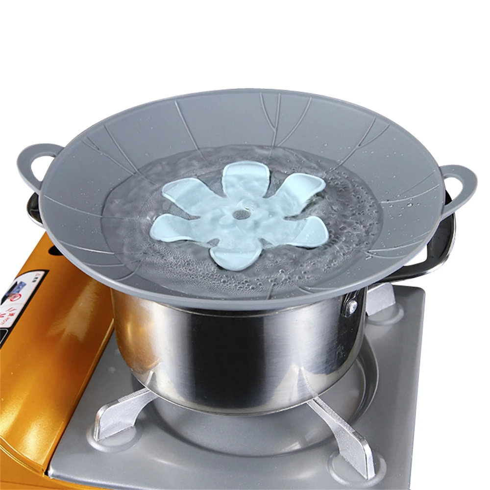 Multifunctional Spill Proof Pot Lid Silicone Foldable With Anti Scald Grip Dual Purpose Silicone Pot Lid  Cooking Tools