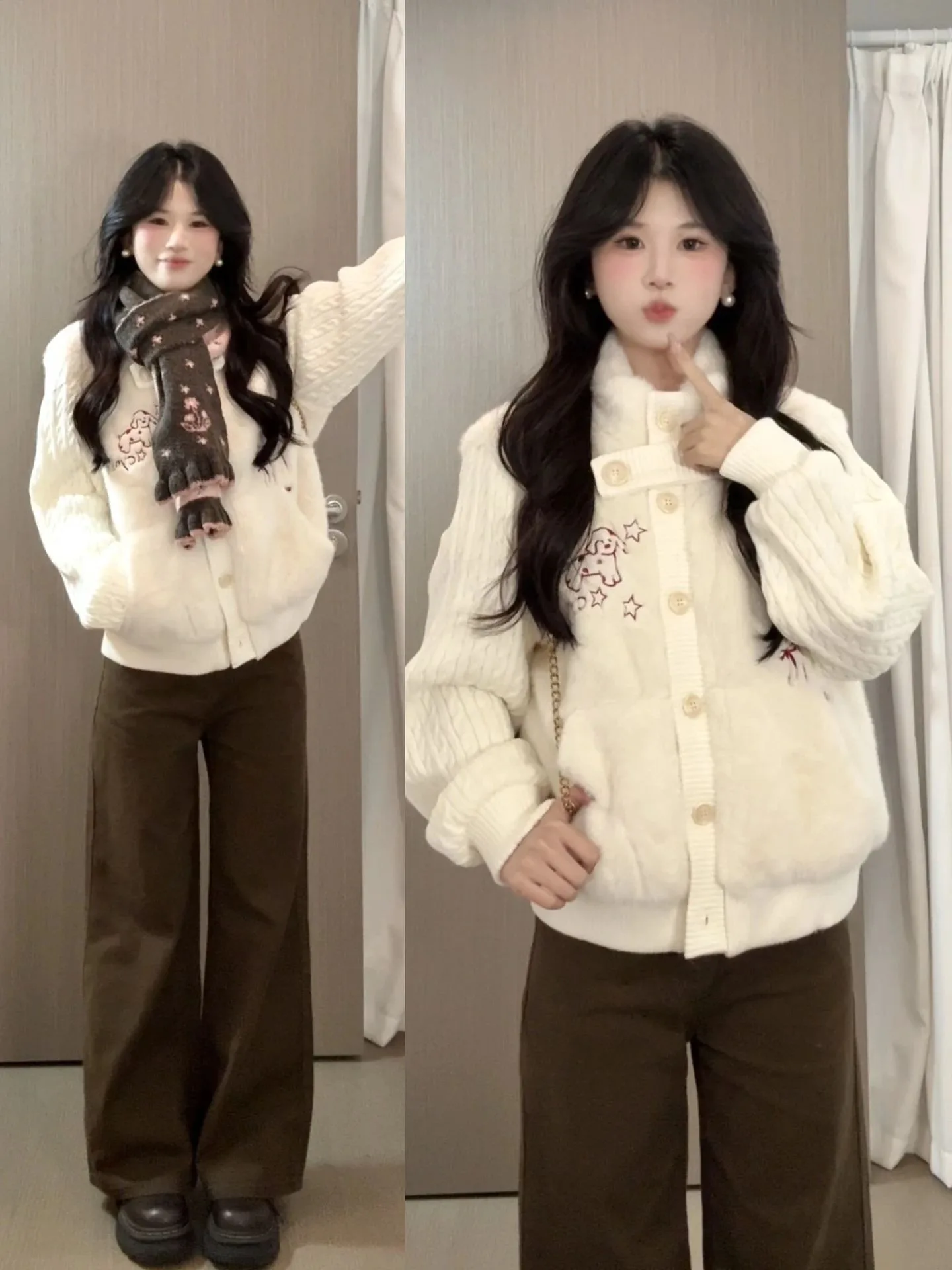 

Корейский мягкий белый свитер-пальто с высоким воротником для женщин, осенне-зимний, свободный, универсальный, уютный, вязаный топ