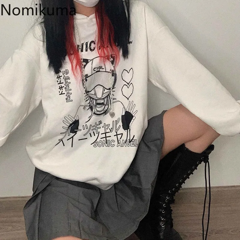 Japanese Anime Hoodie Women\'s Clothing Harajuku Hooded Y2k Tops 2024 Ropa Mujer Streetwear Hoodies Casual Fashion Sweatshirts