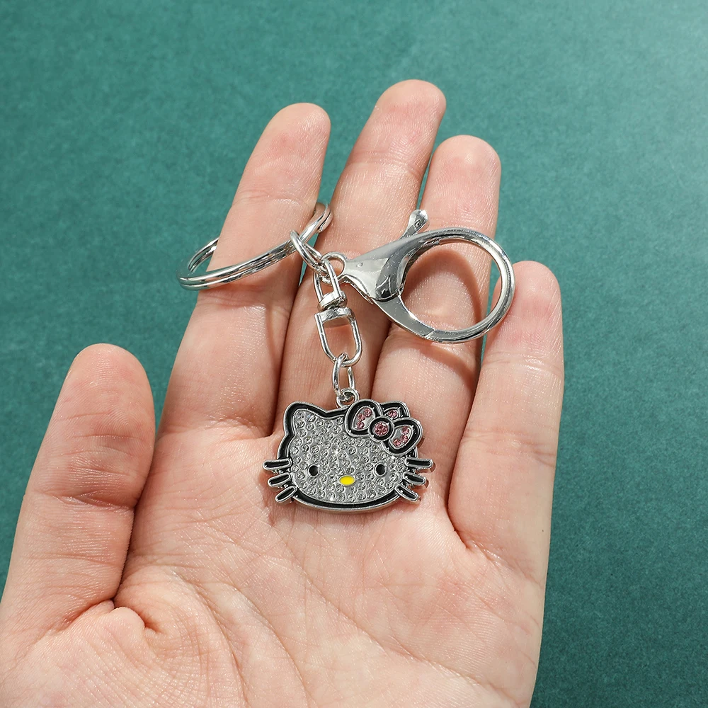 Anime Sanrio Hallo Kitty Schlüssel bund Y2k Flash Diamant Anhänger Schlüssel ring Kawaii Ktm Mädchen Herz Student Tasche Zubehör Freund Geschenk