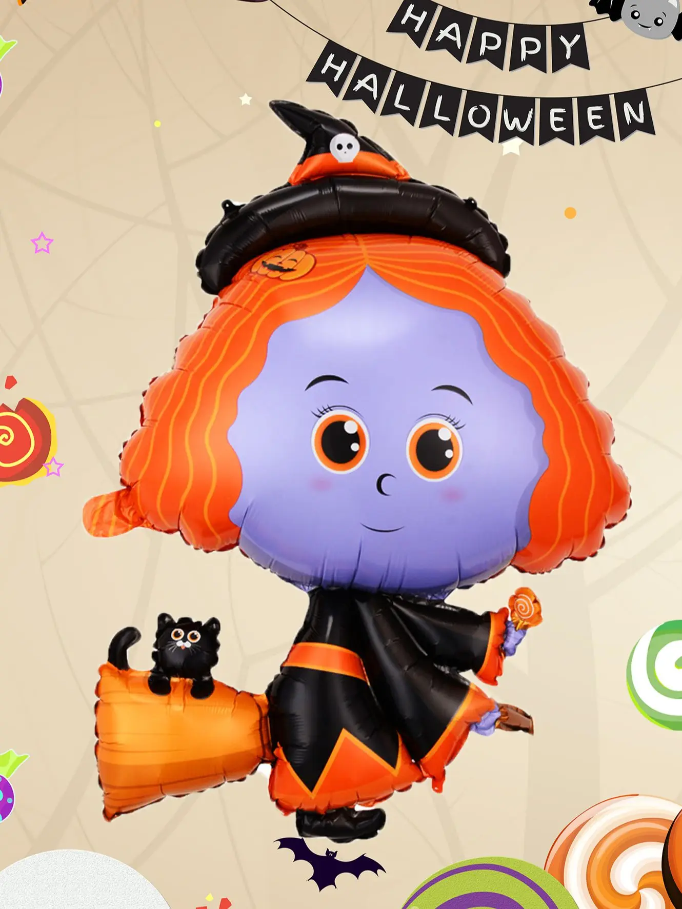 1pc Ghost Spider Bat Wizard Ballons Cartoon Halloween Ballon Halloween Dekorationen – Detail 5