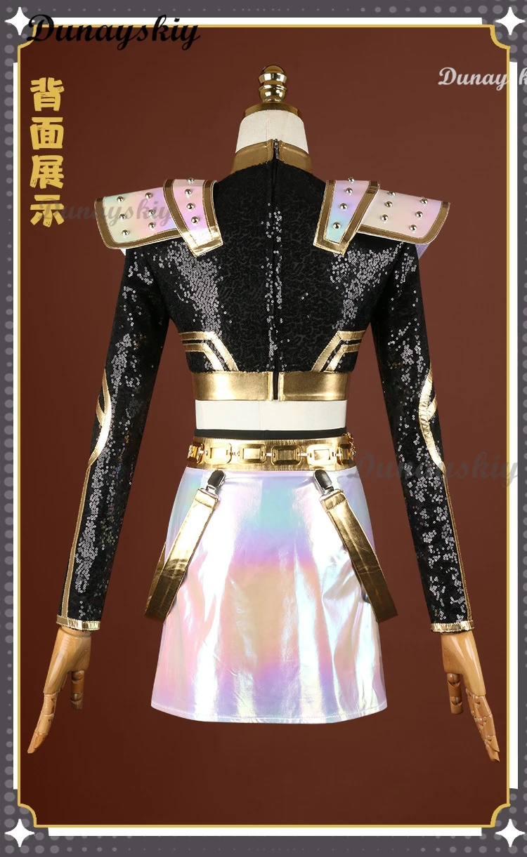 Zoey Cosplay KPop Demon Hunters Costume Wig Black Gold Stage Outfit Huntrix Uniform Halloween Party Women Girls Carnival Suit