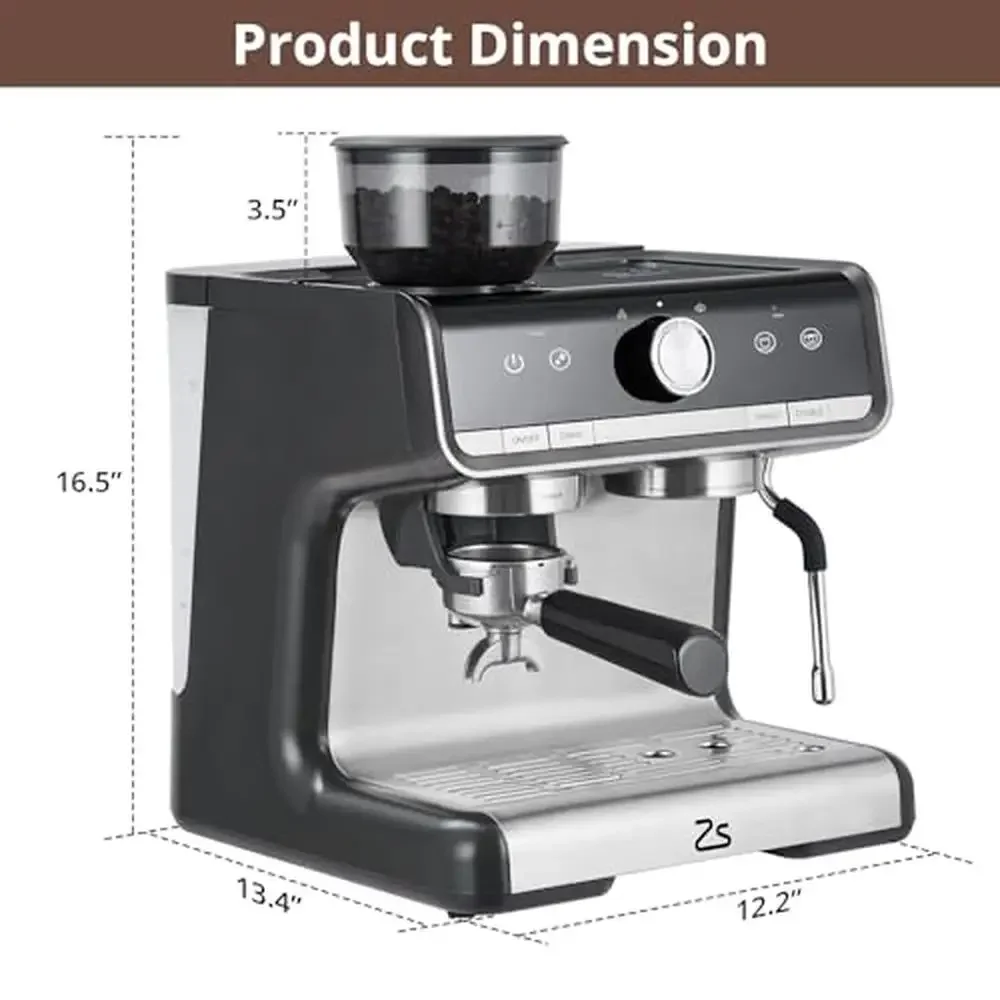 20-Bar-Espressomaschine mit integrierter Mühle und Milchaufschäumer, professionelle Kaffeemaschine für Zuhause, Barista