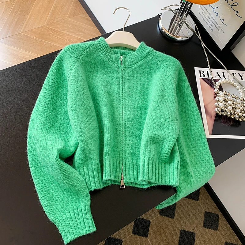 أوصى مزدوجة سستة محبوكة Jaet المرأة كسول Sle تصميم الإحساس ort النسخة الكورية النظام سترة الخريف الشتاء