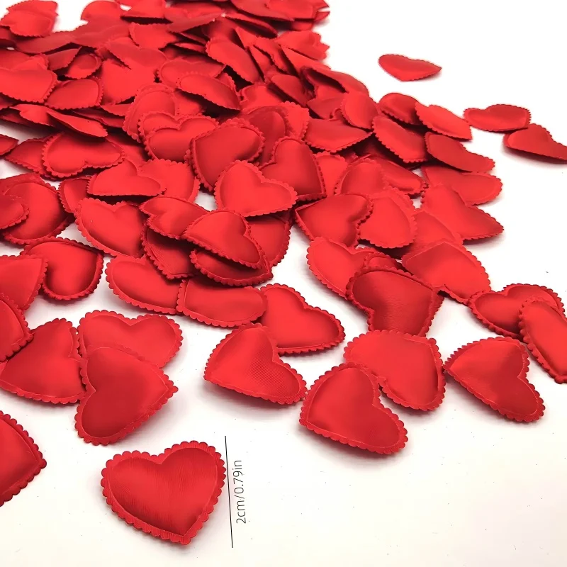 Valentinstag 200 Stück romantische gepolsterte Stoff-Wurfblätter, Liebesherzen für Tisch und Teppich, Hochzeit, Party-Dekoration