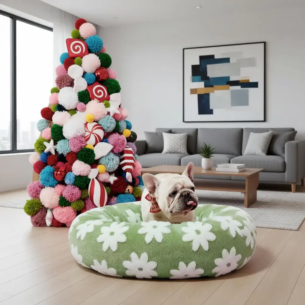 

Medium Dog Bed - Round Cat Beds Indoor Present Calming Pets with Washable Cover, Home Decor Cute Beds with Shaggy Plush & Anti S