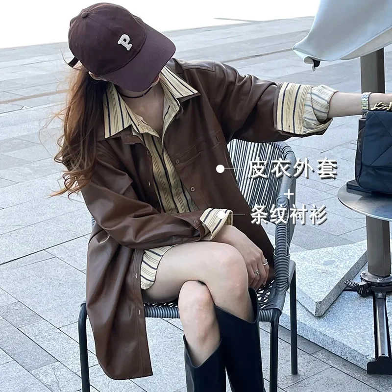 2023 Spring New Small Fragrance Gentle Tie Fried Street Striped Shirt Wear a Green Coat Casual Two-piece Suit Female Solid Color