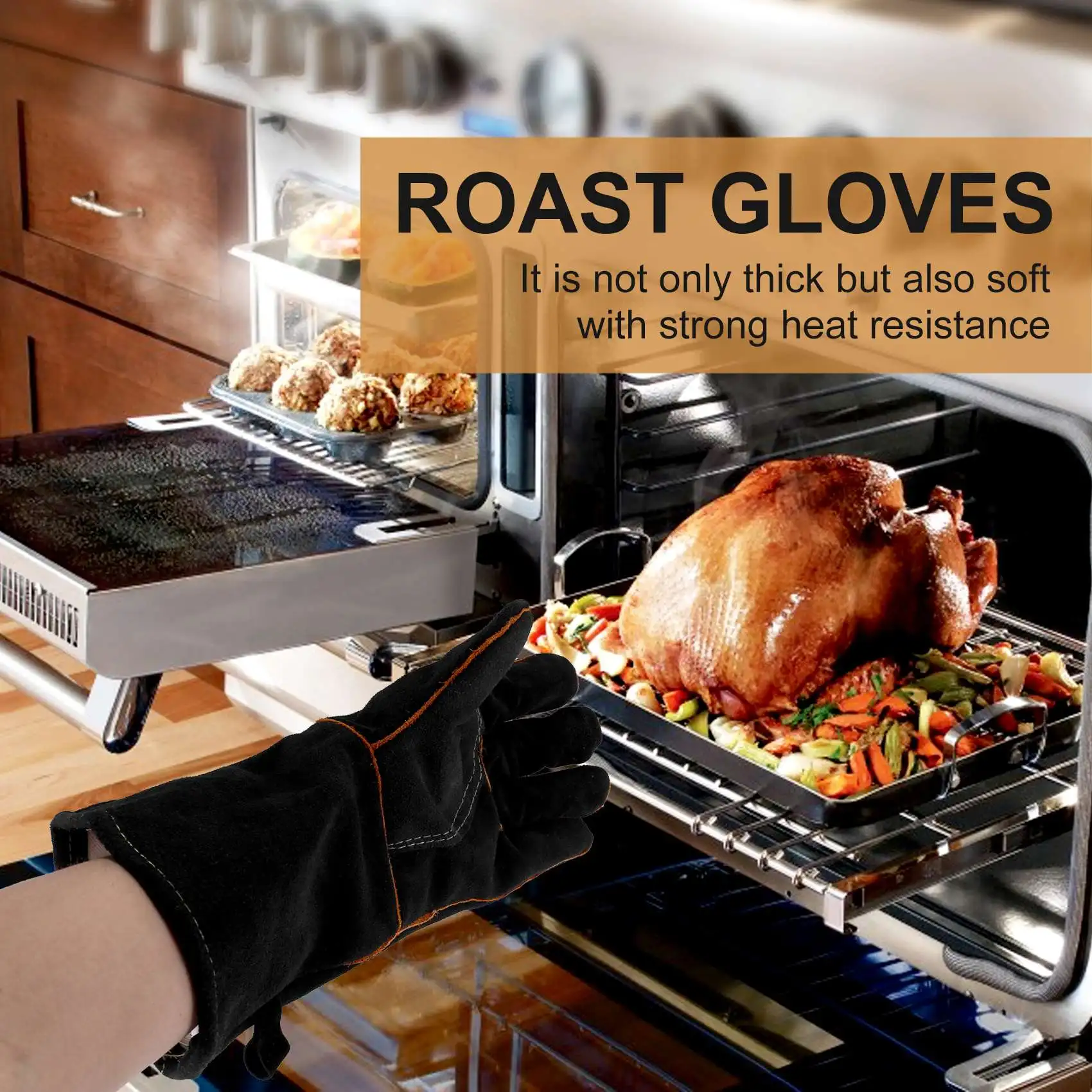 

Перчатки AFOURT-Extreme из огнестойкой кожи с прострочкой, идеально подходят для камина, печи, духовки, гриля, сварки, барбекю, MIG-сварки, пайки.