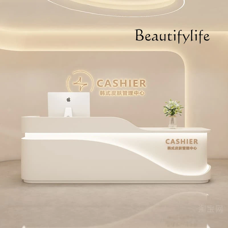 Beauty salon cashier bar counter clothing store simple modern paint reception counter table