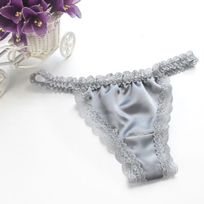 

Free shipping European and American low waist sexy lace pure color t-pants ladies underwear temptation T pants silky