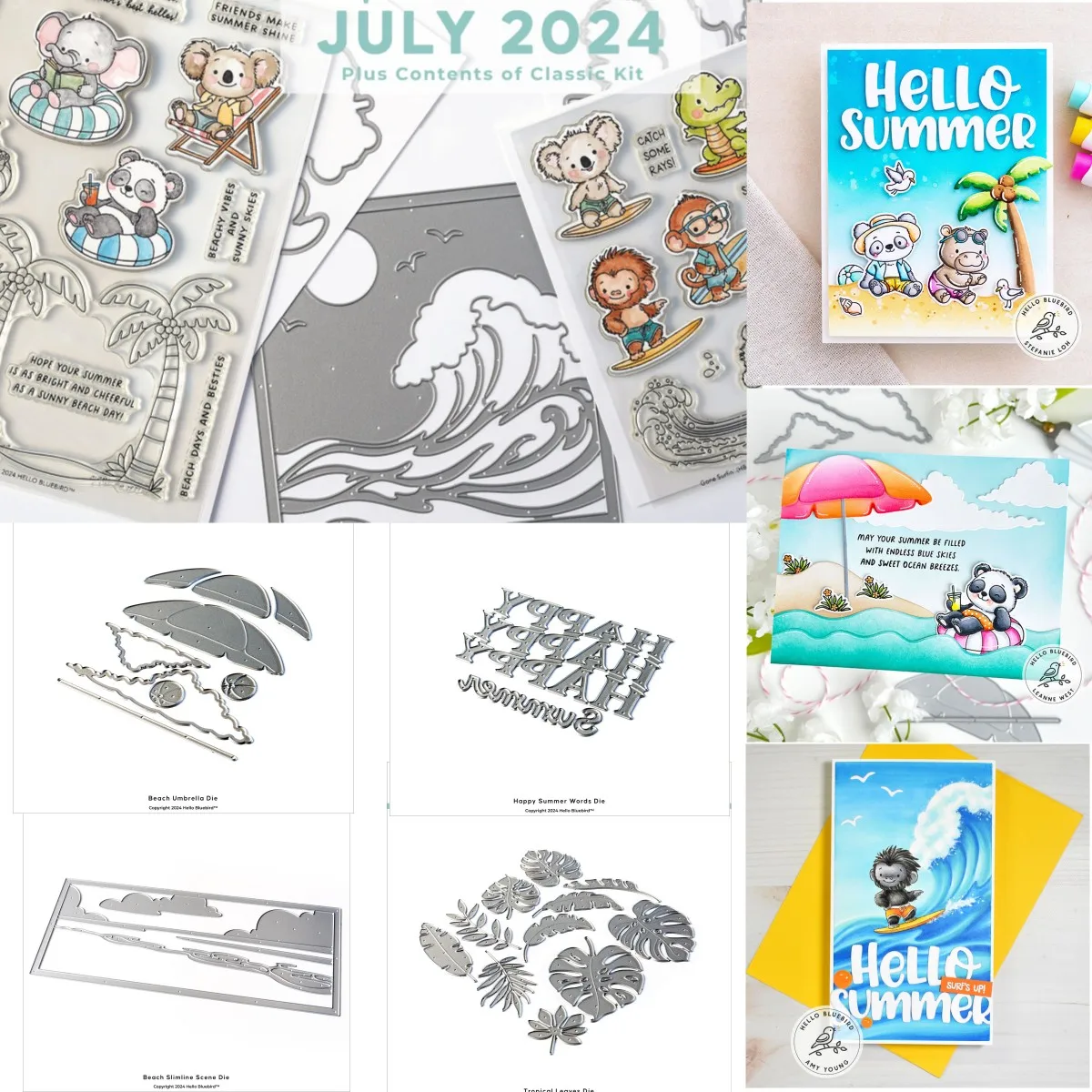 

2024 Summer Beach Umbrella Jungle Littles Beach Clear Stamps Metal Cutting Dies For DIY Decorating Scrapbook Paper Card Album