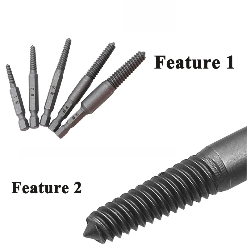 5 Stuks Schroef Extractor Centrum Boor Bits Set Gebroken Beschadigde Bout Remover Hex Schacht Sleutel Voor Gebroken Handwissel Asscssories