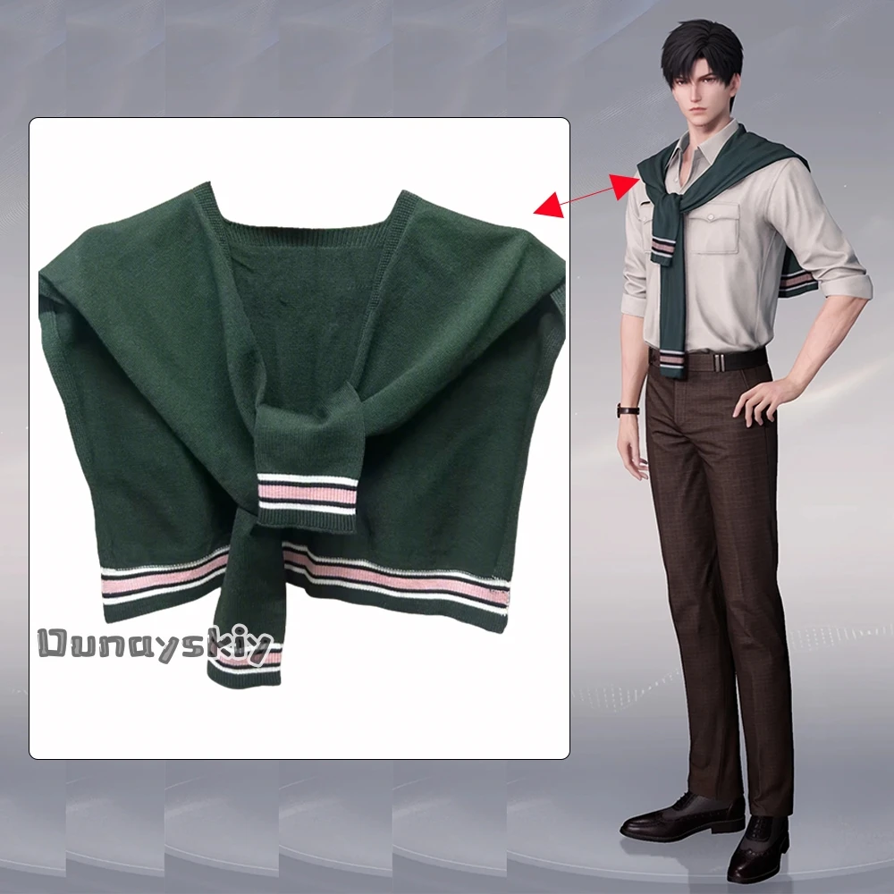

Love And Deepspace Cosplay Sylus Caleb Xavier Rafayel Costume Green striped shawl British Style Shawl Role-play Versatile Acc...