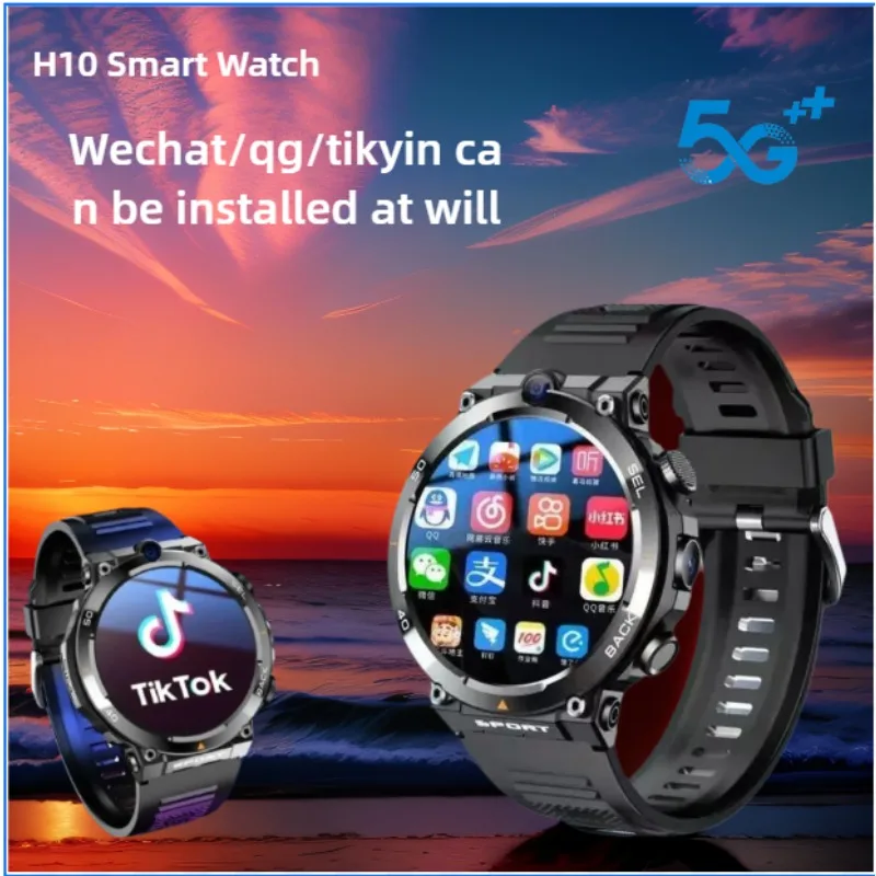 

4 + 128 ГБ H10 4g Смарт-часы 500 Вт с двойной камерой Видеозвонки Wi-Fi NFC Доступ к двери 1380 мАч Емкость аккумулятора 4G SIM-карта Смарт-часы для мужчин