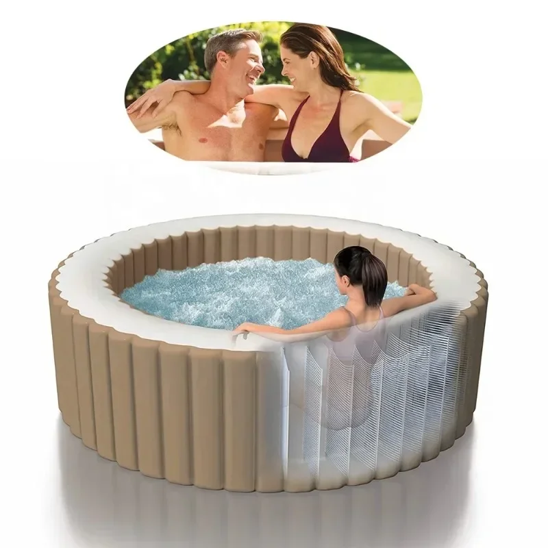 28426 4-Person PureSpa Portable Bubble Massage Spa Hot Tub Set with Deluxe Energy Efficient Cover