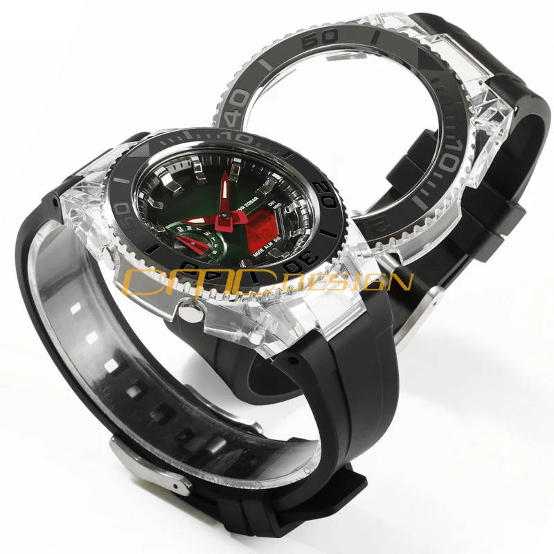 

GA-2100 Mod Kit Rolx Bezel Clear PC Прозрачный корпус для часов Резиновый ремешок подходит для GA-2110 GA-B2100 Замена деталей часов