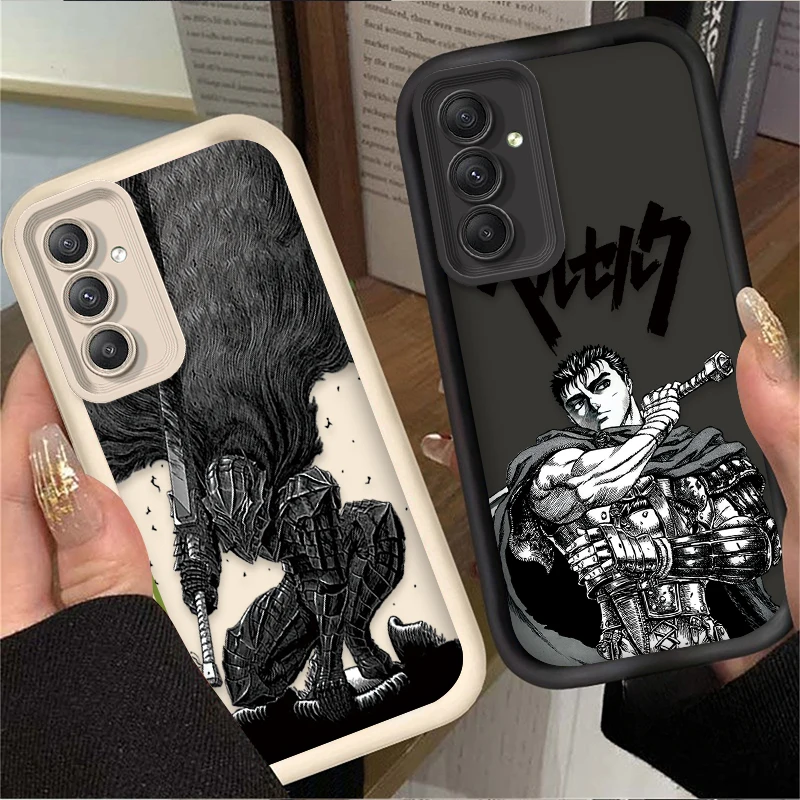 Matte Phone Case for Samsung Galaxy A55 A35 A25 A13 A23 A12 A22 A32 A52 A52S A72 A24  A11 A15 A05 A05S Anime Berserk Guts Funda