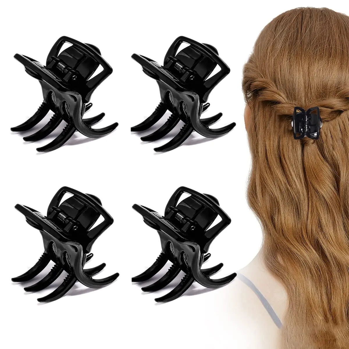 

4 Large Hair Claw Clips for Women and Girls, Strong Hold for Thick or Medium Hair, 2.0 Inch Size