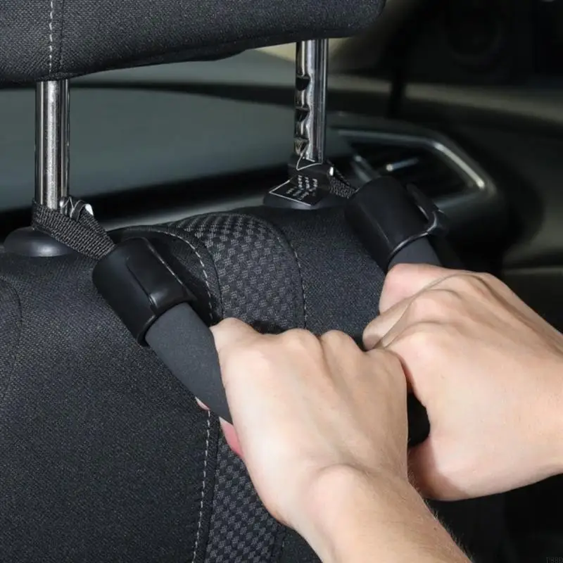 Car Back Handle with Padded Curved Grip, Rear Assist Handle for Daily Commuting, Strap-On Installation, Black Single Pack