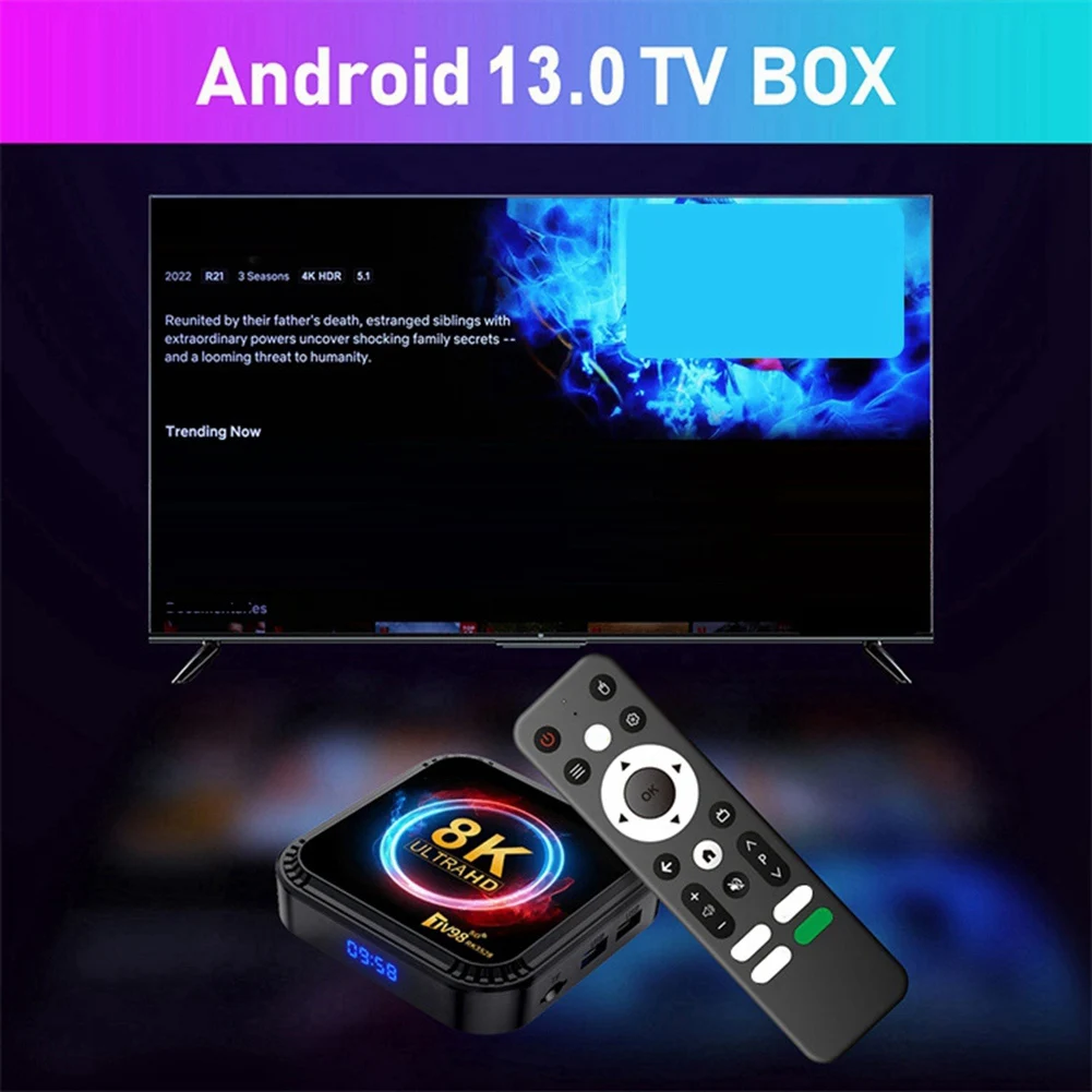 

TV98 RK3528 Smart TV Box Android 13 8K HD 2,4G и 5G Wi-Fi Медиаплеер Мини-приставка 4G и 32G-ABIU