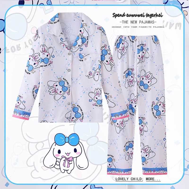 

Miniso Kid's Cartoon Pattern Pajamas, Long Sleeve Top & Pants Set, Cute Anime Print Loungewear, Comfy Autumn Casual Girl's Set