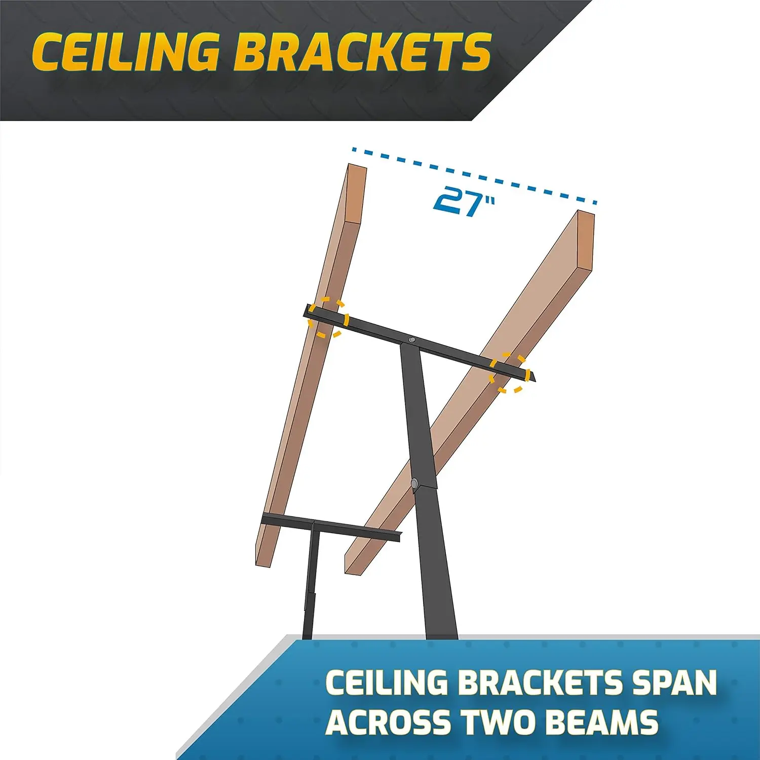 Rack de armazenamento suspenso para garagem SafeRacks 3x8 - Capacidade de peso de 500 libras Rack montado no teto de aço com altura ajustável com