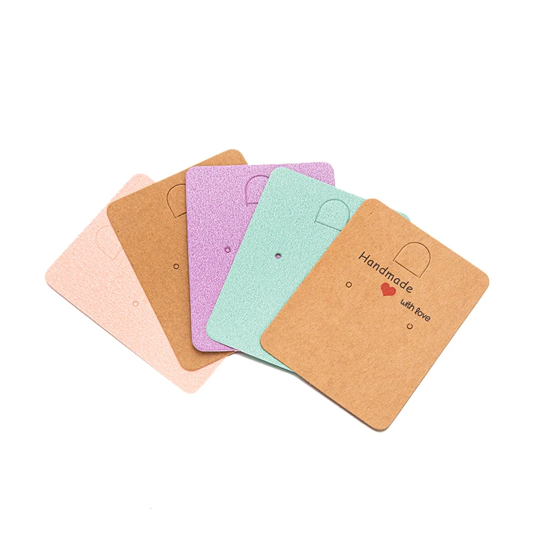 50pcs Kraft Paper Hanging Brown Pink Earrings Display Card Holder For Jewelry Packaging  Small Business Packaging Supplies