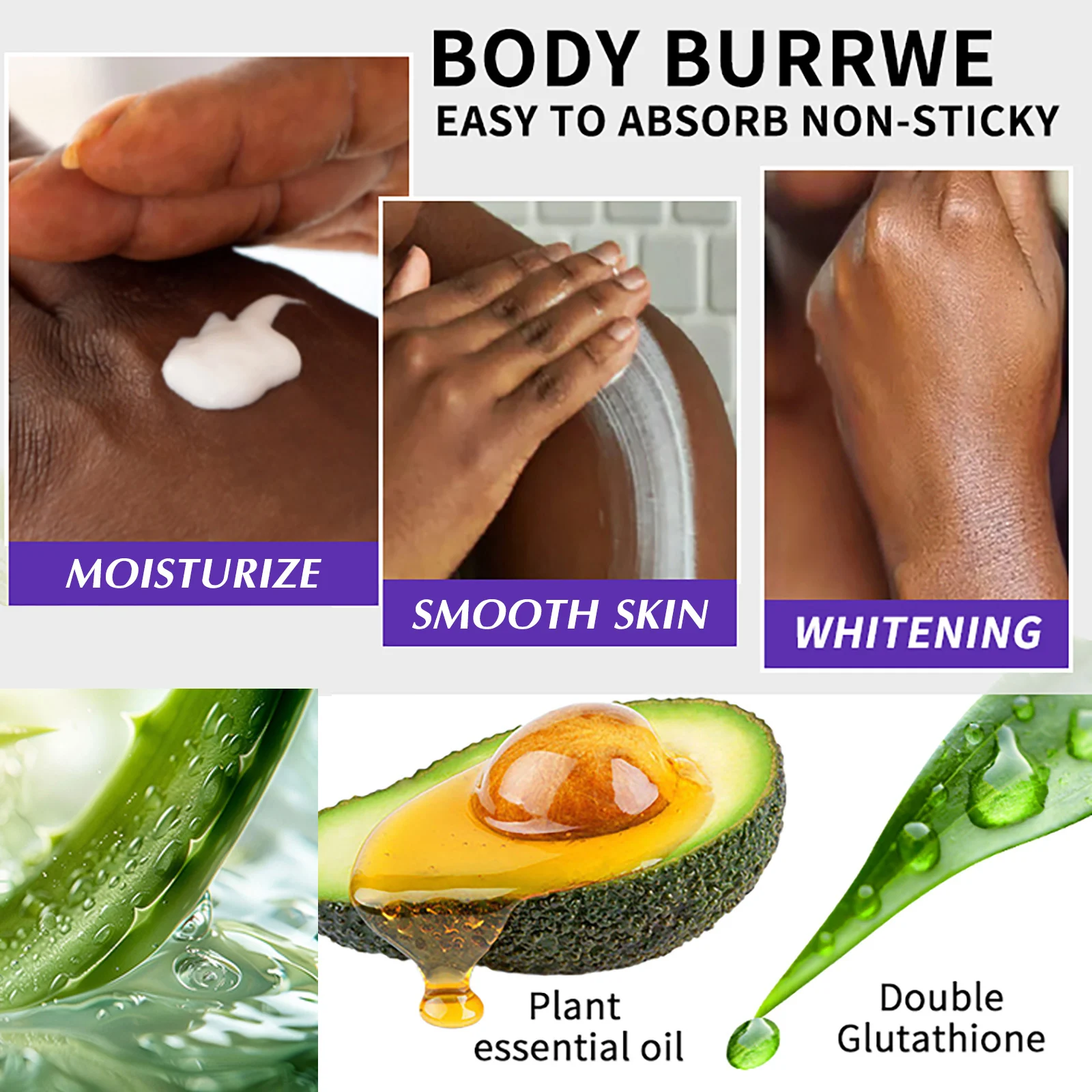 AILKE Double Glutathione Plus Moisturizing, Hydrating Body Whitening Lotion, Bleaching Cream for Women, Men, Even Skin Tone