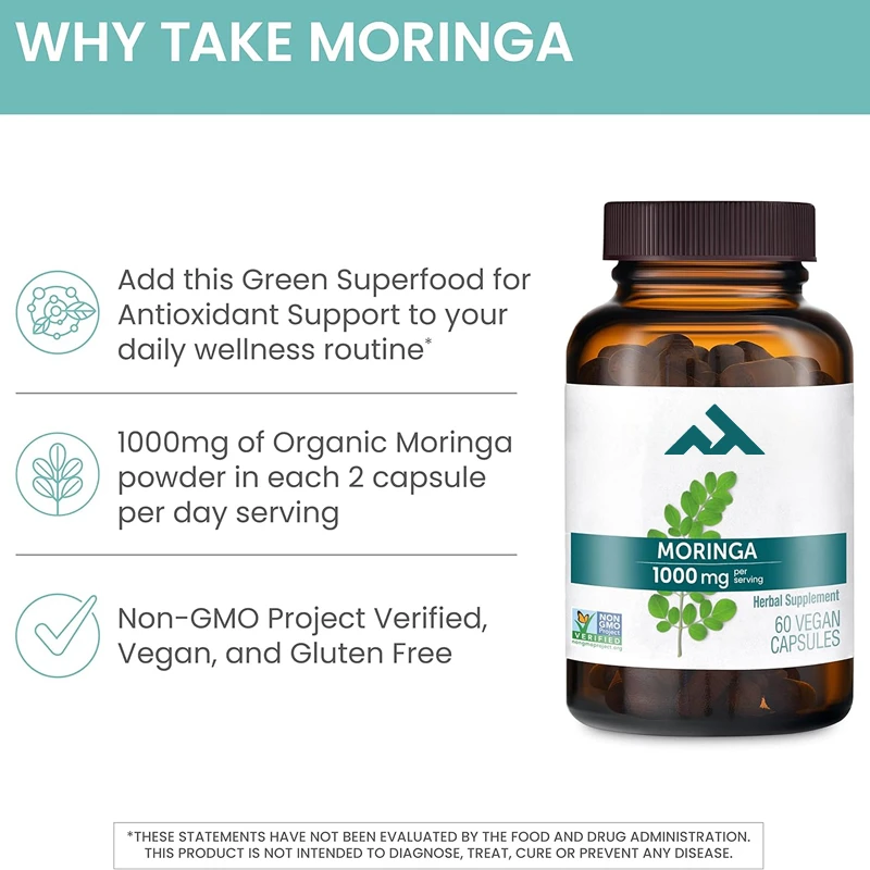 

Himalayan Moringa, 60 Capsules, Used for Antioxidant Support and Health, 1000mg, Non GMO, Vegetarian, Gluten Free