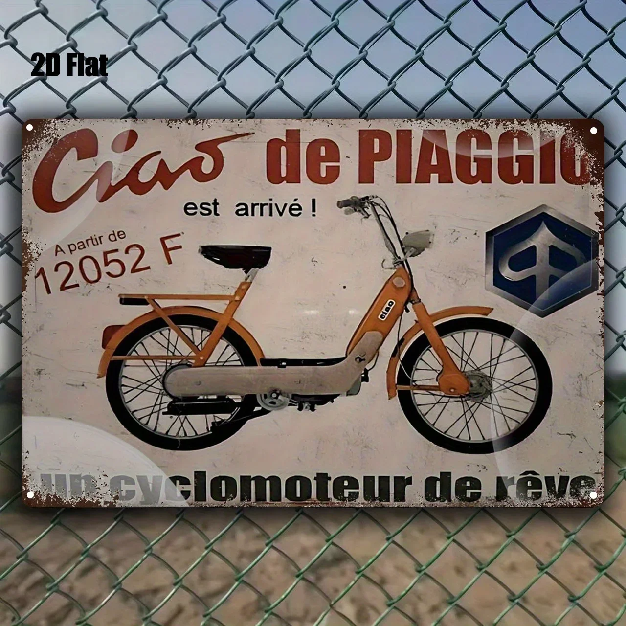High Definition Tin Sign Vintage Piaggio Ciao Moped Retro Metal Wall Art, Classic Cyclomoteur Decor Plaque for Garage Man Cave B