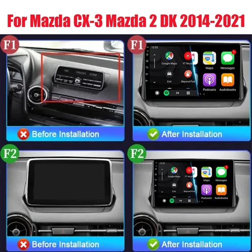 Imagen 2 del producto Radio de coche Android 15 para Mazda CX-3 CX3 Mazda 2 DK 2014 - 2021 reproductor de vídeo Multimedia QLED navegación GPS inalámbrico Carplay Auto
