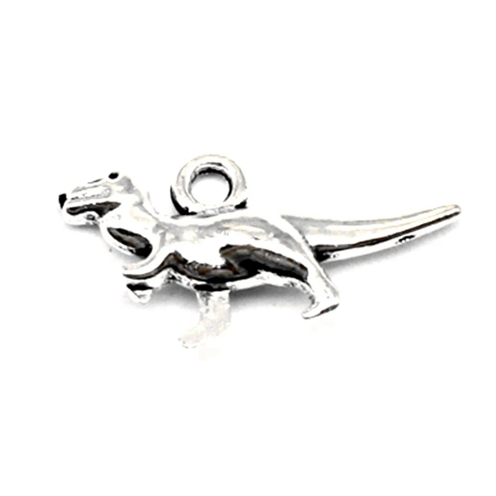 20pcs 20x12mm Dinosaur Charms Jewellery Making Pendants For Crafts Fashion Jewellery Antique Silver Color