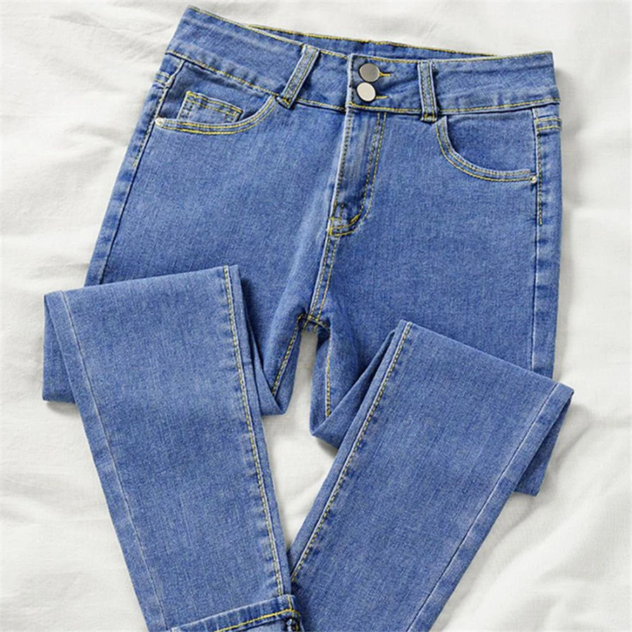 Ankle Length High Waist Pencil Jeans Women Korean Fashion Stretch Skinny Vaqueros 2024 Spring Summer Denim Pants Casual Leggings