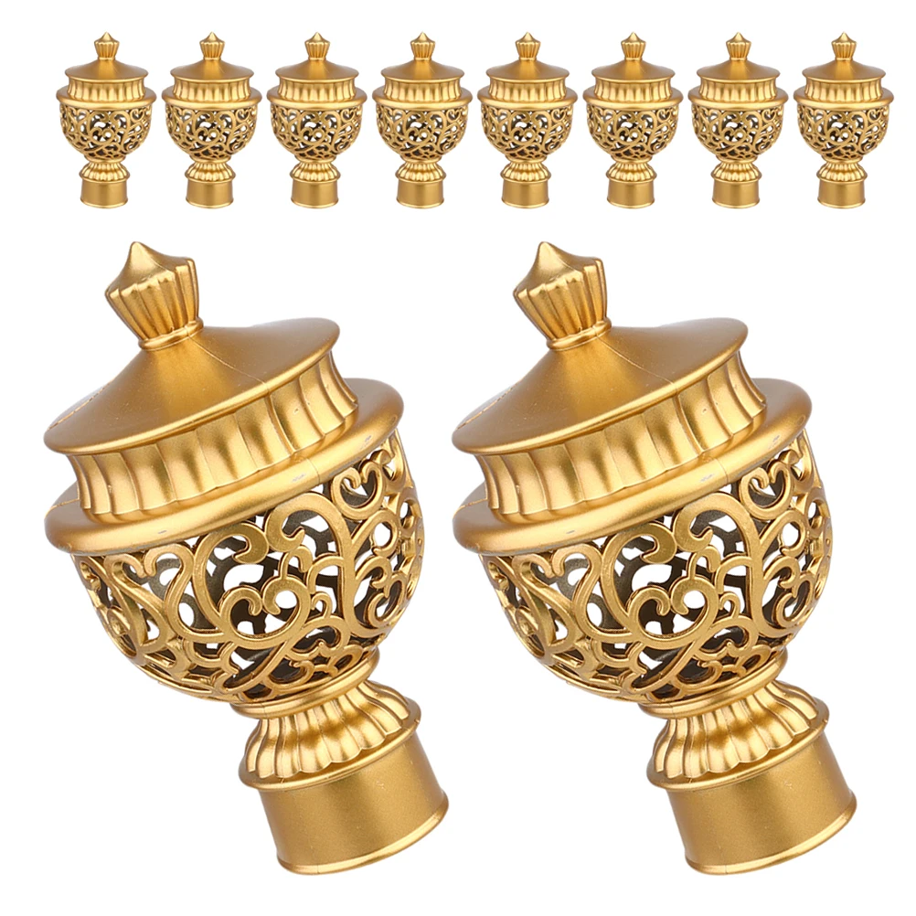 

10Pcs Elegant European Curtain Rod Ends Decorative Curtain Pole Finials Roman Style Window Treatment Hardware C