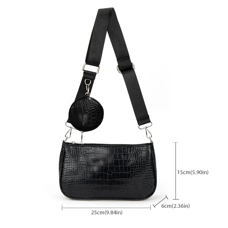 Handbags for Women 2023 Trend Crossbody Bag Women Luxury Crocodile Embossed Square Bag With Small Pouch Female Shoulder Bags