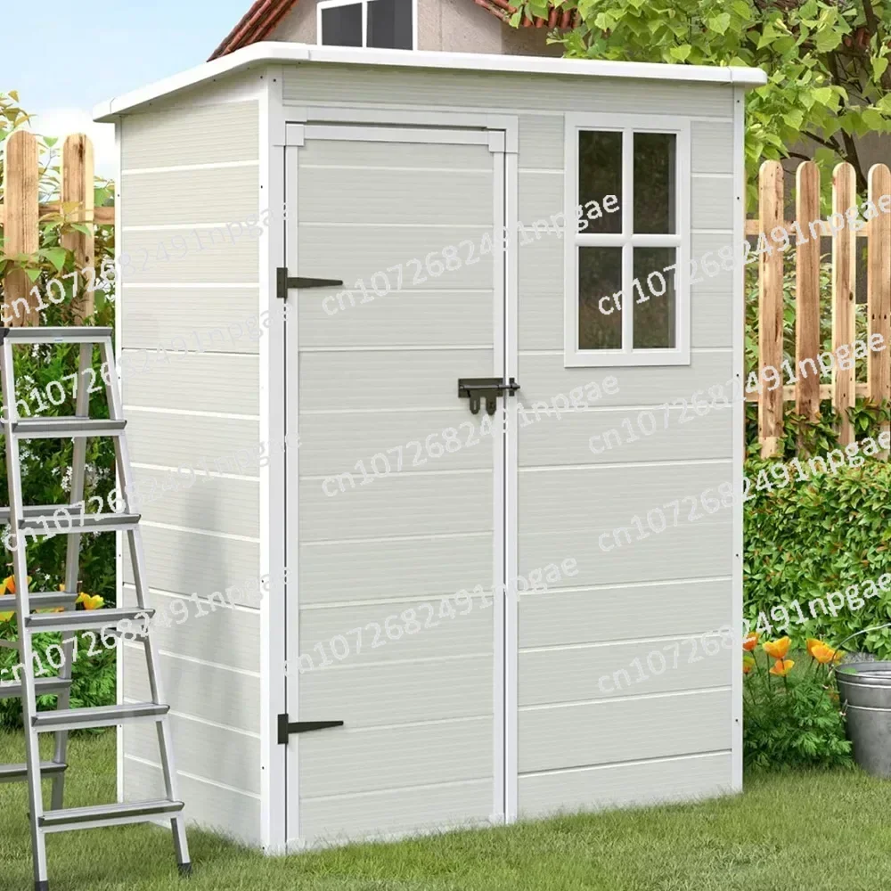 Outdoor Storage Shed 5x3 FT, Resin Garden Shed for Bike, Garbage Can, Tool, Plastic Outside Sheds & Outdoor Storage Storage Box