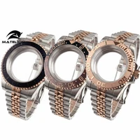 Caja de buceo de 200M, oro rosa, 40mm, compatible con NH35 NH36 NH34 GMT ETA 2824 PT5000, pulsera de Jubileo, hebilla deslizante de cristal de zafiro